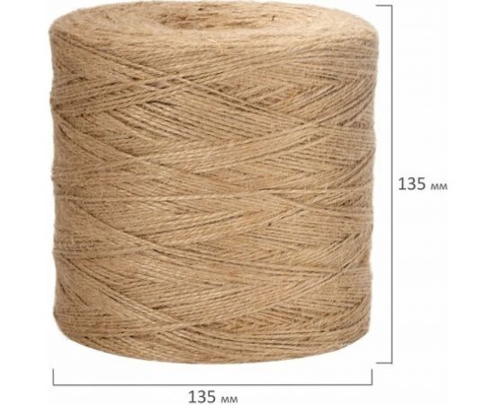 Джутовый полированный шпагат BRAUBERG длина 900 м, диаметр 2 мм, 3-х ниточный 607947 607946 – изображение 6