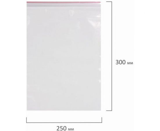Пакеты с замком/зиплок-гриппер BRAUBERG, 100 шт, 250х300 мм, ПВД, толщина 40 микрон 606217 – изображение 7