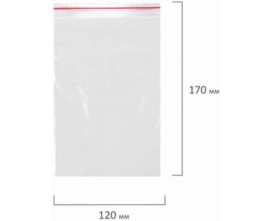 Пакеты с замком/зиплок-гриппер BRAUBERG, 100 шт, 120х170 мм, ПВД, толщина 35 микрон 606212 – изображение 7