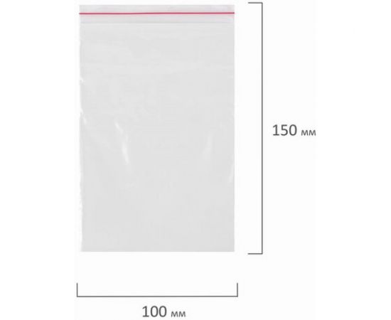 Пакеты с замком/зиплок-гриппер BRAUBERG, 100 шт, 100х150 мм, ПВД, толщина 35 микрон 606211 – изображение 7