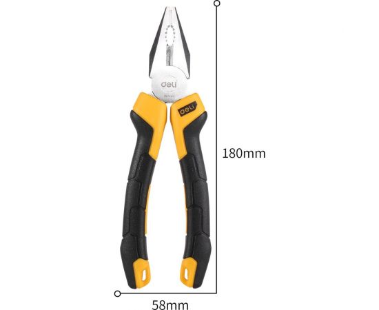 Комбинированные плоскогубцы DELI dl2007z 180мм сталь crv, прорезиненная двухкомпонентная рукоять 110702 – изображение 10