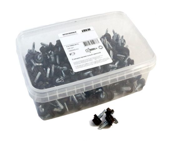 Кровельный саморез Качественный крепеж коричневый 5,5х19 200 шт 1000255 КЧ 