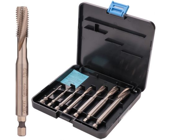 Набор метчиков VOELKEL машинных спиральных M3-M12 HSSE 7пр V47976 