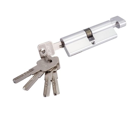 Цилиндр PALIDORE алюмин. А 90 PС (ключ/завертка, хром блестящий) TURDUS 98760960 