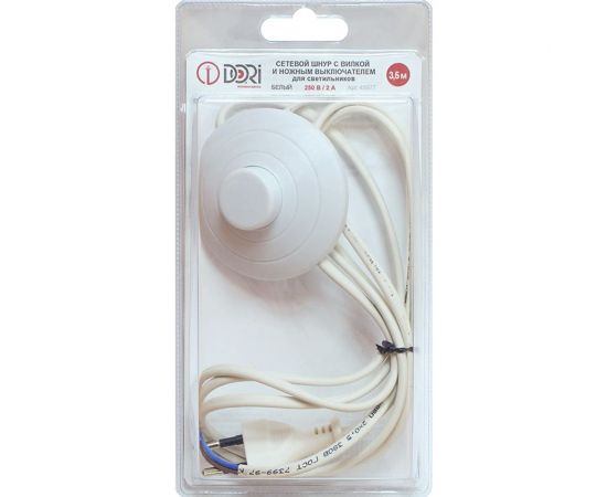 Шнур для бра DORI с напольным выключателем, 3,5 м, белый 45977 