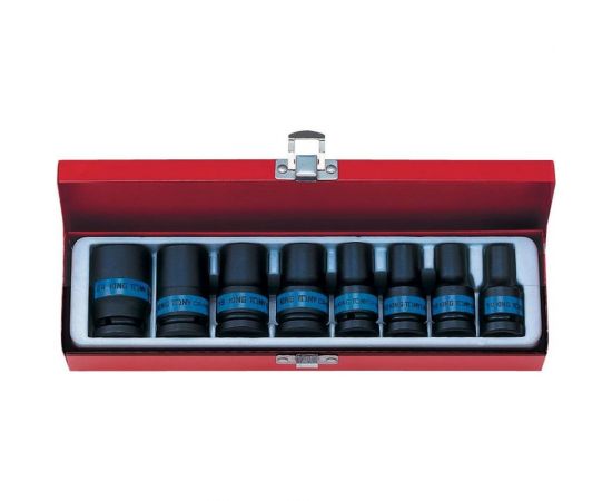 Набор ударных торцевых головок (1/2"", шестигранные, тонкостенные, 10-24 мм, 8 предметов) KING TONY 4413MP 