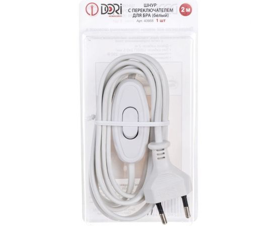 Шнур для бра с переключателем DORI белый 40668 