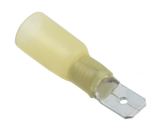 Плоская клемма REXANT, изолированная, термоусаживаемая, штекер 6.35 мм 4-6 кв.мм, желтый, 100 шт 08-0354 