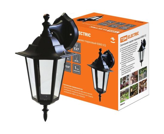 Садово-парковый светильник TDM 6060-02 шестигранник, 60Вт, вниз, черный SQ0330-0002 