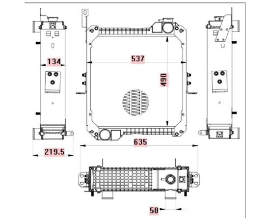 Радиатор охл. для экскаваторов-погрузчиков Terex TLB 815/820/825/860/970/980 с дв. 1104C-44T/1104D-44Т/1044С-44Т LUZAR LRc 3115 