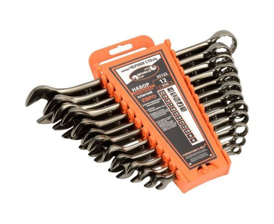 Набор комбинированных ключей АвтоDело Черная Сталь 12 шт. ЕВРОхолдер 35122 12370 