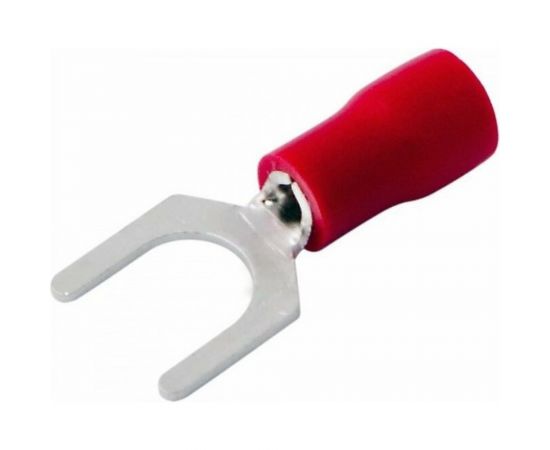 Вилочный изолированный наконечник REXANT, 6.5 мм, 0.5-1.5 кв.мм, красный, 100 шт 08-0114 