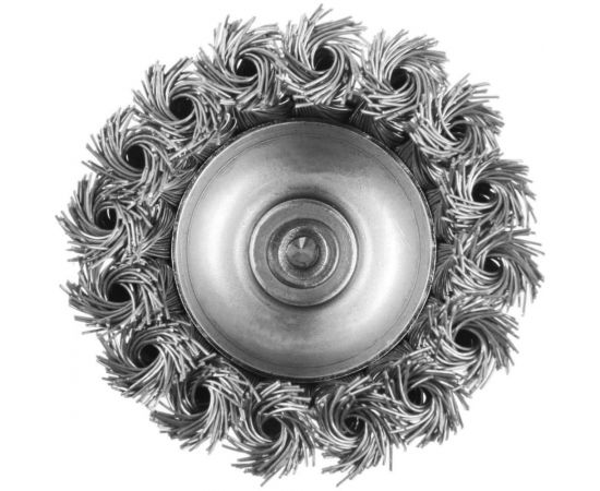 Щетка чашка металлическая со шпилькой (75 мм; крученая проволока) для дрели ТУНДРА 1032355 – изображение 2