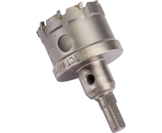 Коронка кольцевая в сборе по металлу 45x10 мм, Т15К6, сверло 6 мм, хв-к 13 мм TLX 39474 – изображение 2