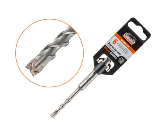 Бур сверло 6x50x110 мм, SDS-plus, Quadro-x GEPARD GP1206-110 – изображение 2