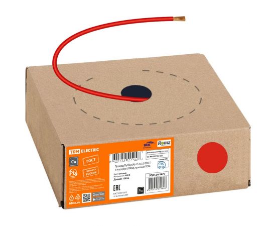 Провод TDM ПуГВнг(А)-LS 1х1,5 ГОСТ в коробке (100м), красный SQ0124-1477 – изображение 3