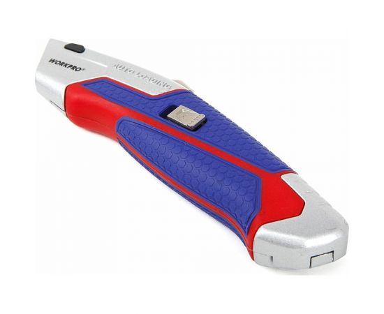 Строительный нож WORKPRO выдвижной, с автоматической подачей, 5 лезвий, трапециевидные лезвия WP213012 – изображение 3