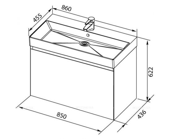 Раковина - столешница Sanovit SLIM SYNERGY 85 17085 00198208 – изображение 3
