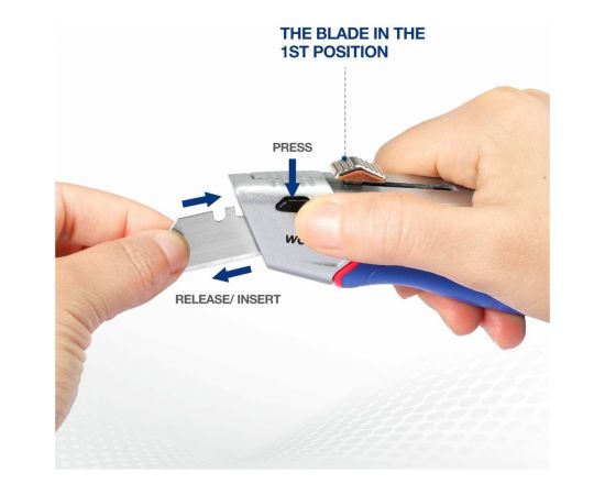 Строительный нож WORKPRO выдвижной, с автоматической подачей, 5 лезвий, трапециевидные лезвия WP213012 – изображение 7