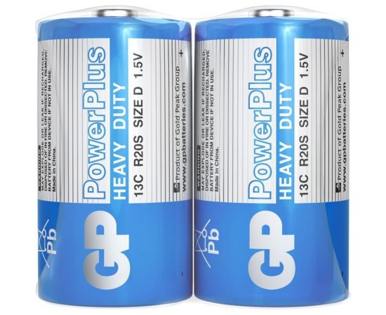 Солевые батарейки GP powerplus 13c типоразмера d - 2 шт. в пленке GP 13CEBRA-2S2 