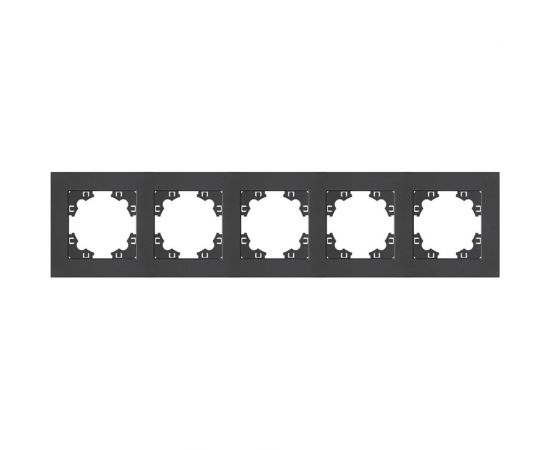 Горизонтальная пятиместная рамка UNIVersal серия афина, графит, еврослот A1042-Gr 
