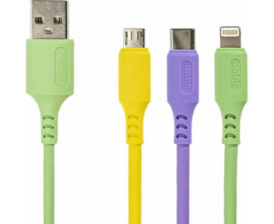 Кабель для зарядки SONNEN 3в1 USB 2.0-Micro USB/Type-C/Lightning, 1м, медь 513562 
