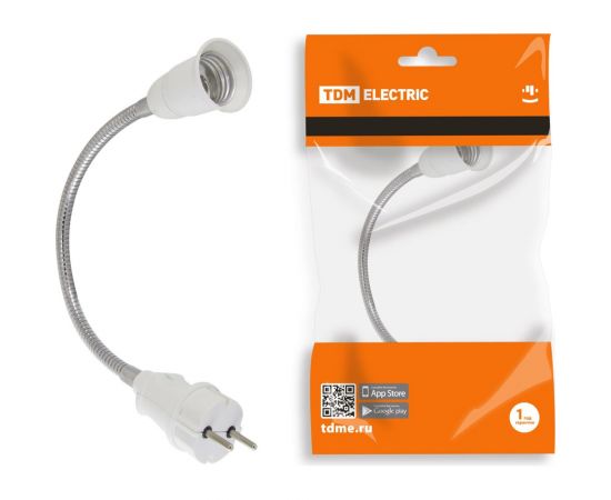 Гибкий переходник вилка-Е27 TDM 300 мм, белый SQ0335-1010 