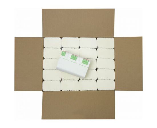 Бумажные полотенца ЛАЙМА H2 ADVANCED WHITE 200 шт, 2 слоя, белые, 240х215 мм, 20 пачек, Z-сложение 111338 – изображение 2