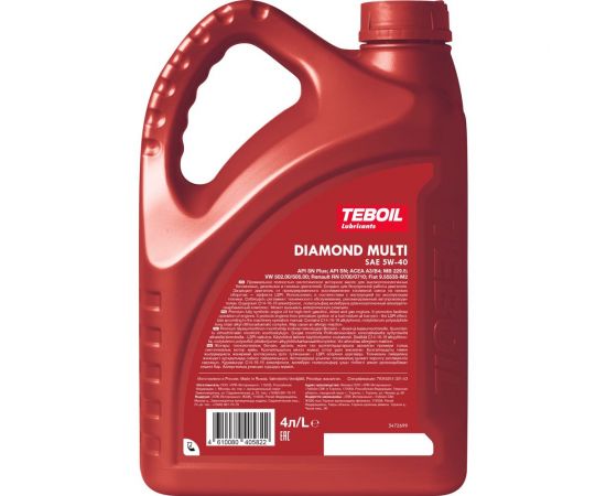 Моторное масло diamond multi 5w-40, 4л TEBOIL 3455081 – изображение 2
