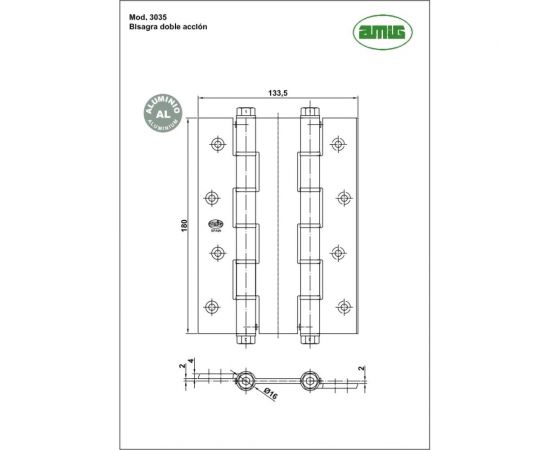 Пружинная двойная петля Amig алюминий, черная 3035-180х133,5х4 NE – изображение 2