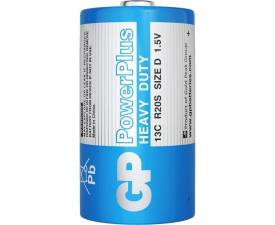 Солевые батарейки GP powerplus 13c типоразмера d - 2 шт. в пленке GP 13CEBRA-2S2 – изображение 3