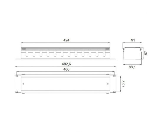 Органайзер горизонтальный кабельный ЦМО 19, 2U с крышкой, цвет черный ГКЗ-2U-9005 – изображение 4
