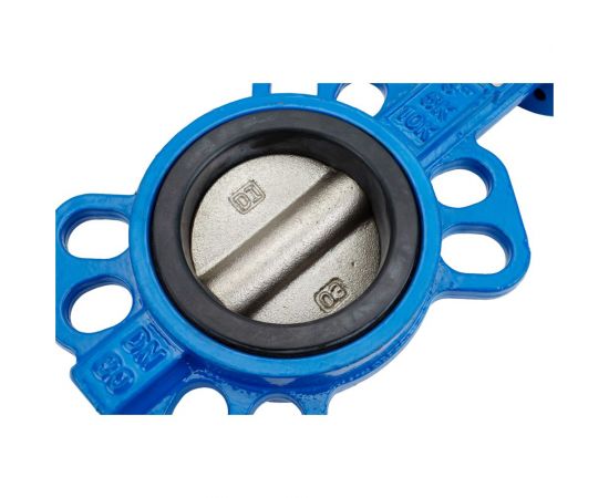 Поворотный затвор DYARM -ZP-080-16-G-G-E-HT (синий), DN080, PN16, межфланцевый/корпус GGG40/диск GGG40/уплотнение EPDM HT, с ручкой 4687203187149 – изображение 4