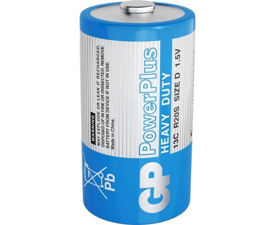 Солевые батарейки GP powerplus 13c типоразмера d - 2 шт. в пленке GP 13CEBRA-2S2 – изображение 4