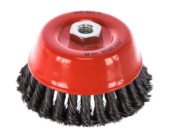 Щетка-крацовка чашечная для УШМ двухрядная (120 мм, М14) MIRAX 35104-120-2 – изображение 4