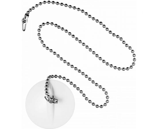 Пробка для ванн, раковин СУПРИМПЛАСТ белая, диаметром 40 мм, с латунной цепочкой 1DVR40_02_02Z50H – изображение 5