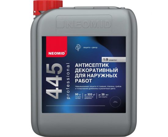 Декоративный антисептик для наружных работ NEOMID 445 5 кг, черный янтарь Н-445-5/черн.янт. 
