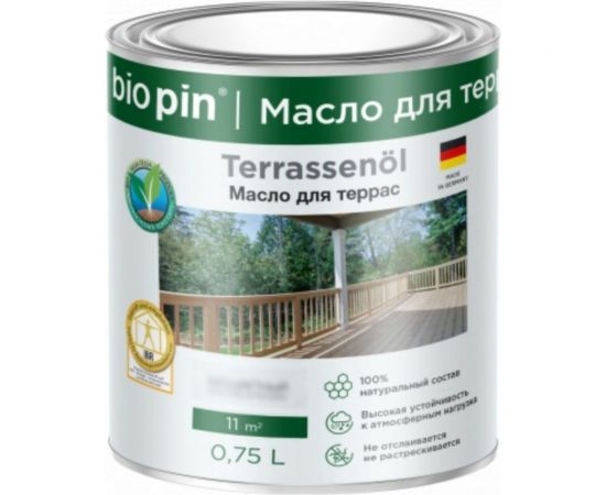 Масло для террас BIO PIN 4010 Terrassenol в цвете Тик (2086) 0,75 л 40101C102 