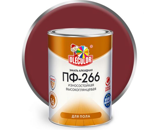 Эмаль для пола OLECOLOR ПФ-266 красно-коричневый, 10 кг 4300005192 