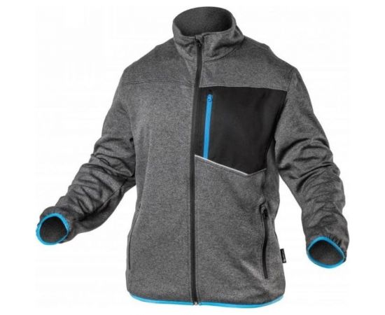 Рабочая толстовка HOEGERT TECHNIK Nister серый/меланж/синяя, р. 2XL/56 HT5K900-2XL 