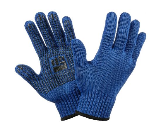Трикотажные перчатки Фабрика перчаток, 2-слойные, с ПВХ, 7.5 класс, 6 нитей, синие, р.ХL/10 6-75-2С-СИН-(XL) 