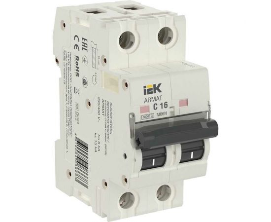 Автоматический выключатель IEK ARMAT M06N 2P C 16А AR-M06N-2-C016 