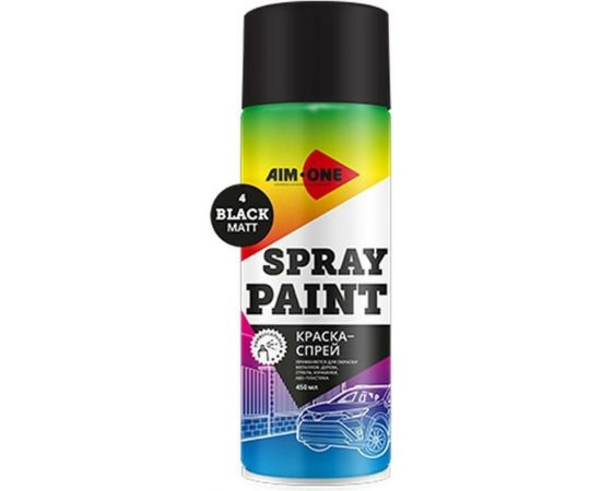 Акриловая краска AIM-ONE (черная; матовая; аэрозоль; 450 мл) SP-MB4 – изображение 2