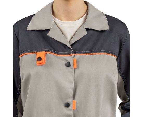 Женский халат ТЕХНОСЭЙФ ДОН ЭК, серый/темно-серый/оранжевый, р.96-100/158-164 4687203159917 – изображение 4