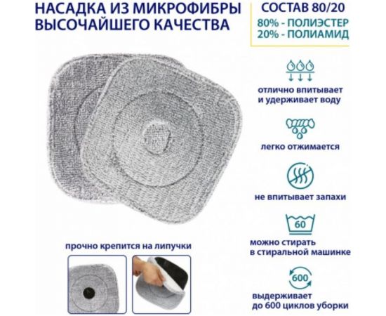 Набор для уборки пола Hausmann Niagara швабра + ведро, с системой отжима HM-S-01 – изображение 4