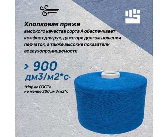 Трикотажные перчатки Фабрика перчаток, 2-слойные, с ПВХ, 7.5 класс, 6 нитей, синие, р.ХL/10 6-75-2С-СИН-(XL) – изображение 5