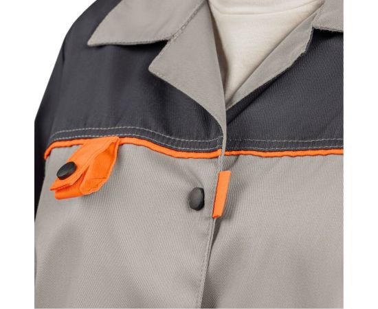 Женский халат ТЕХНОСЭЙФ ДОН ЭК, серый/темно-серый/оранжевый, р.96-100/158-164 4687203159917 – изображение 5