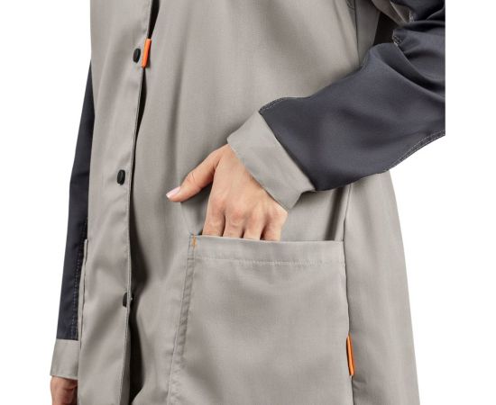 Женский халат ТЕХНОСЭЙФ ДОН ЭК, серый/темно-серый/оранжевый, р.96-100/158-164 4687203159917 – изображение 6