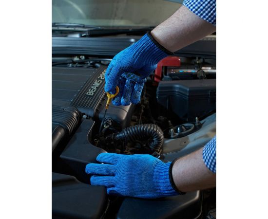 Трикотажные перчатки Фабрика перчаток, 2-слойные, с ПВХ, 7.5 класс, 6 нитей, синие, р.ХL/10 6-75-2С-СИН-(XL) – изображение 7