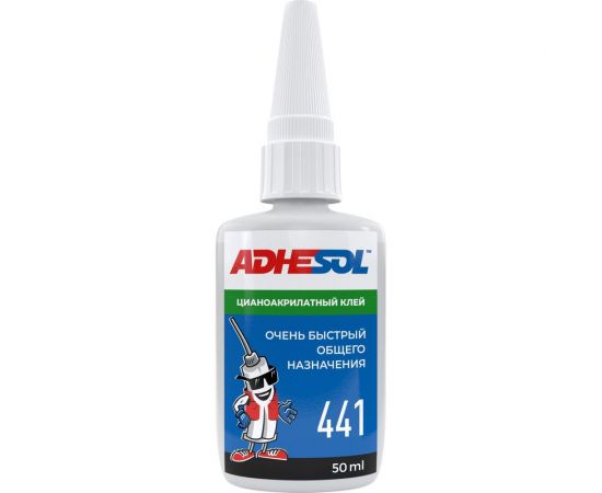 Цианоакрилатный клей ADHESOL 441 50 мл низкой вязкости, проникающий 441103 